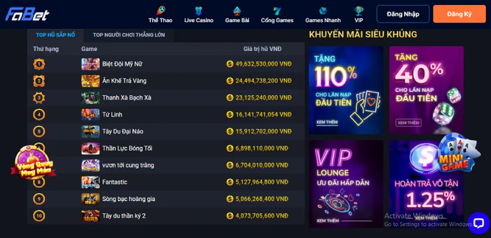Các chương trình khuyến mãi và ưu đãi hấp dẫn dành cho slot game 89win